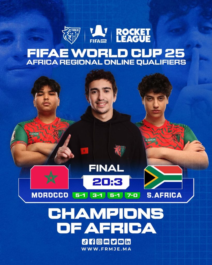 المغرب يتوج بطلاً لإفريقيا في لعبة Rocket League